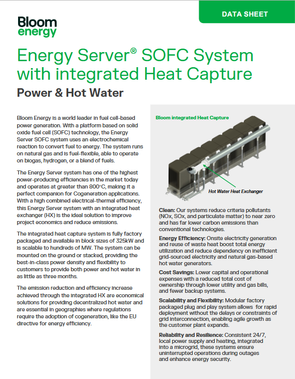 Energy Server Power and Steam Datasheet