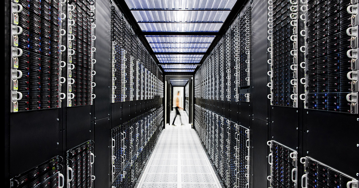 Image of inside a data center using onsite power